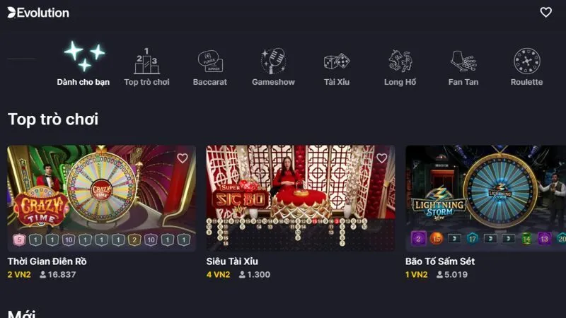 EVO Casino sảnh cá cược uy tín từ nhà phát hành Evolution