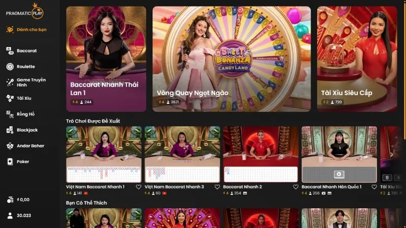 Đa dạng các sản phẩm live casino tại sảnh PP Casino
