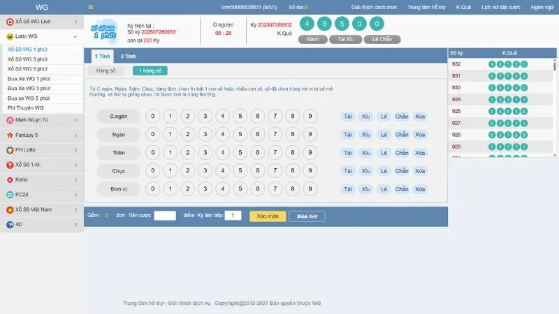 Đa dạng loại hình xổ số để trải nghiệm tại WG_LOTTERY