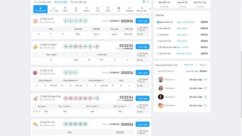 Đa dạng các trò chơi xổ số tại sảnh DB LOTTERY