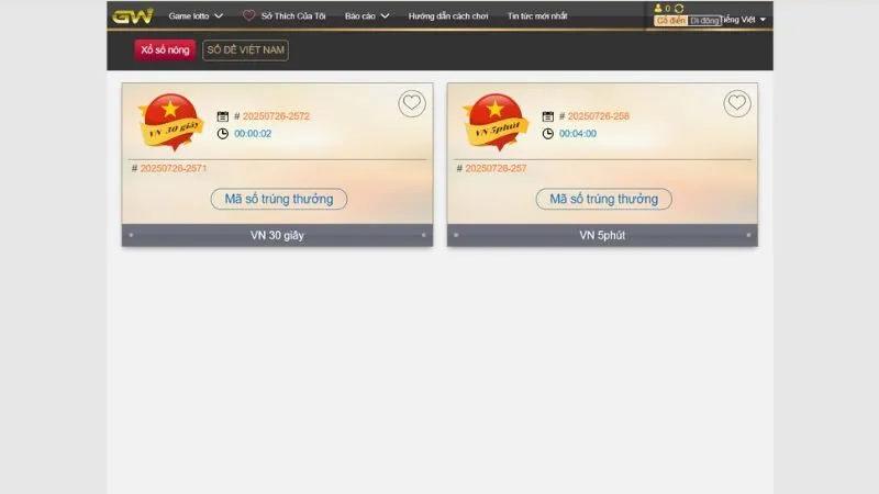 Sảnh xổ số GW Lobby hiện đại, chuyên nghiệp