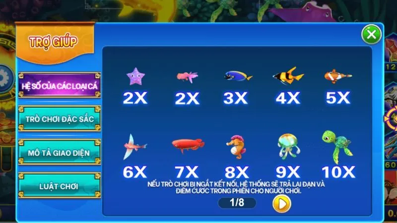 Giá trị của các loại cá trong bắn cá online