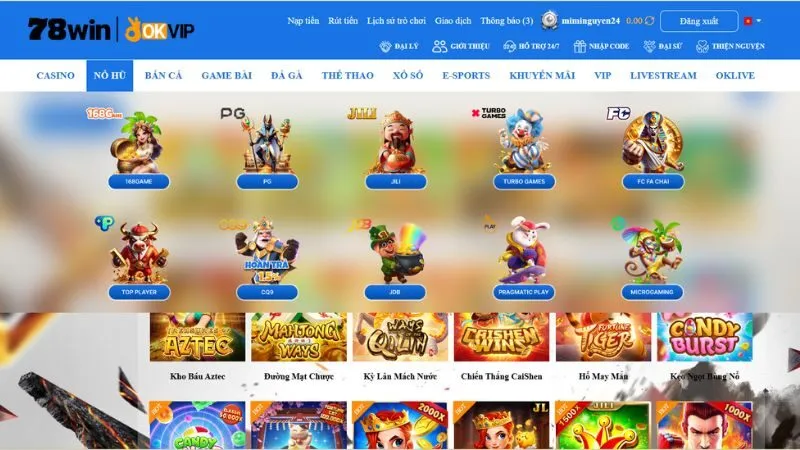 Danh sách nhà cung cấp game nổ hũ uy tín tại 78win