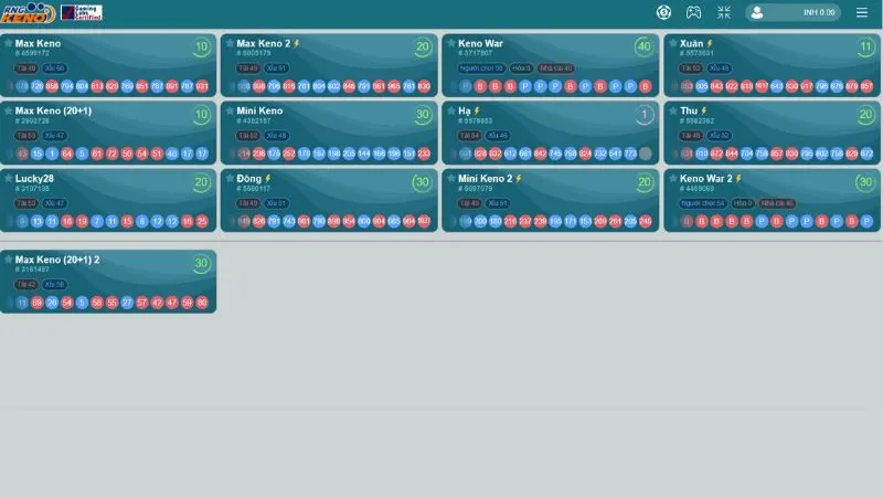 RNG Keno cung cấp nhiều thể loại xổ số để trải nghiệm